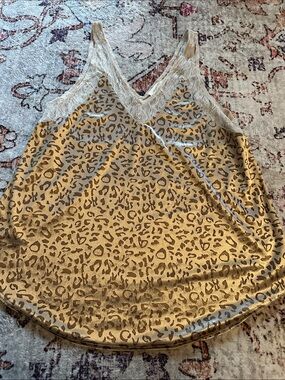 Mystree Taupe Leopard Lace Trim Cami